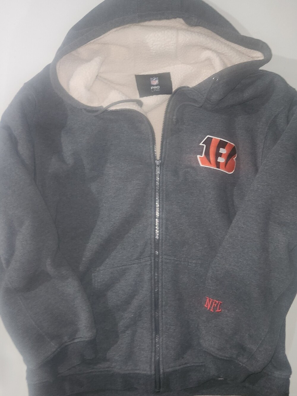 Cincinnati Bengals Men's Charcoal Full Front Zip-Up Hoodie Size XL